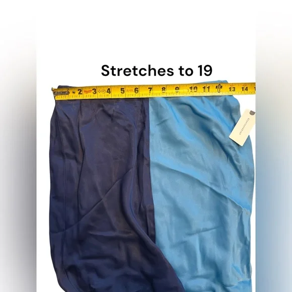 NWT The tilda maxi slip skirt Anthropologie two toned color block navy blue XXS - Picture 8 of 9